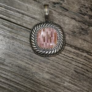 Carolyn Pollack Sterling Silver Rhodonite Pink Micro Inlay Pendant jb